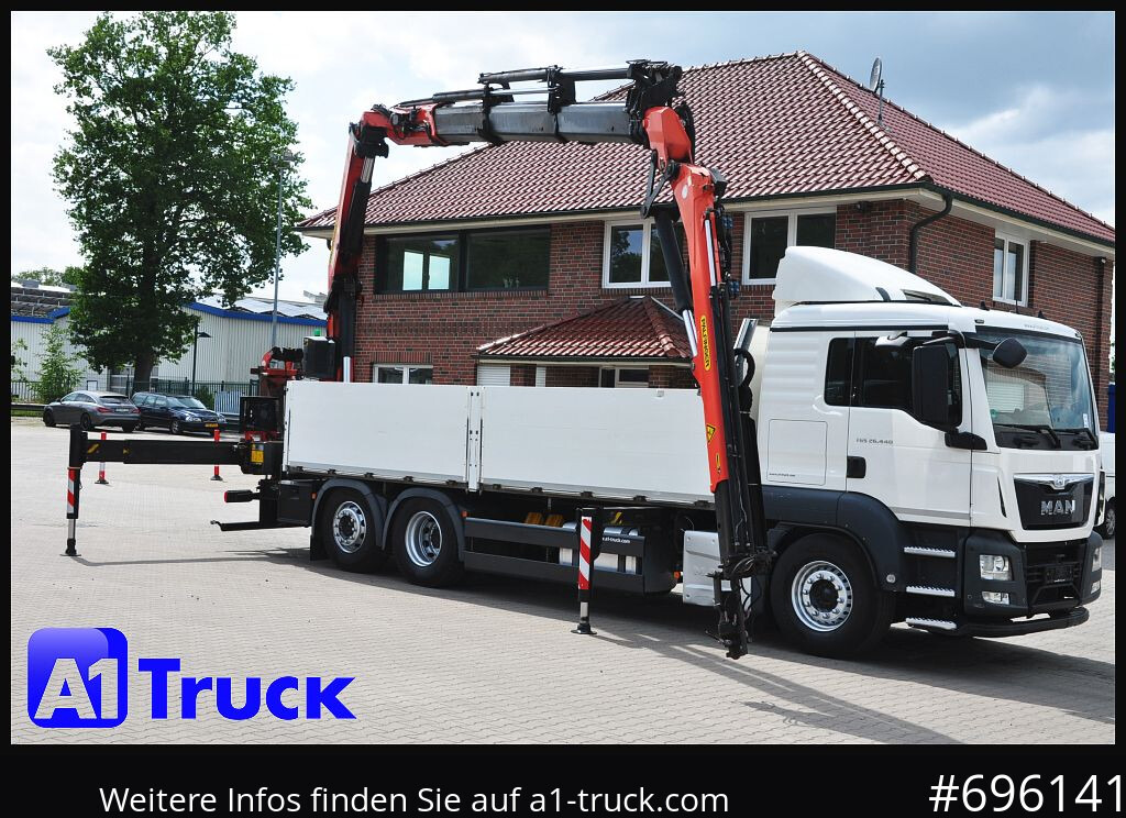 MAN TGS 26.440, PK27002 Jib 21m, Funk, Lift-Lenkachse, - Truk flatbed, Truk derek: gambar 1 MAN TGS 26.440, PK27002 Jib 21m, Funk, Lift-Lenkachse, - Truk flatbed, Truk derek: gambar 1