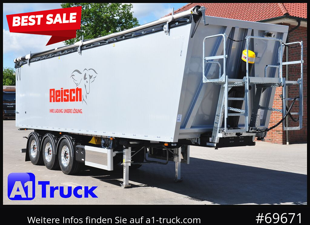 REISCH RHKS, Alu-Kippmulde 52m³, Kombitüren, Alufelgen, Liftachse, - Semi-trailer jungkit: gambar 1 REISCH RHKS, Alu-Kippmulde 52m³, Kombitüren, Alufelgen, Liftachse, - Semi-trailer jungkit: gambar 1