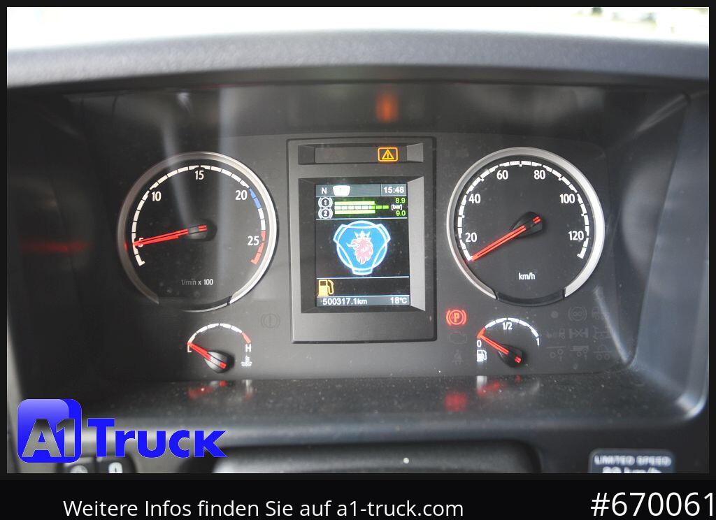 Truk flatbed, Truk derek SCANIA R400, HIAB XS 211-3 Lift-Lenkachse: gambar 5