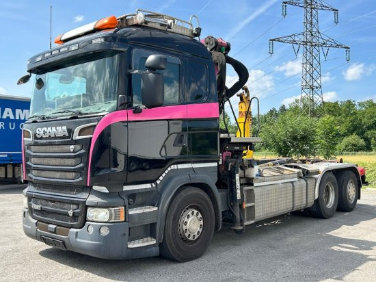 Scania R580 6x2, Schrottkran, E6, Lenk-Lift-Achse - Hook lift, Truk derek: gambar 1 Scania R580 6x2, Schrottkran, E6, Lenk-Lift-Achse - Hook lift, Truk derek: gambar 1