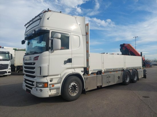 Scania R730 6x4 Pritsche, Voll-Luft Palfinger PK27002 Kran Retarder, Alu-Felgen, - Truk flatbed, Truk derek: gambar 2 Scania R730 6x4 Pritsche, Voll-Luft Palfinger PK27002 Kran Retarder, Alu-Felgen, - Truk flatbed, Truk derek: gambar 2