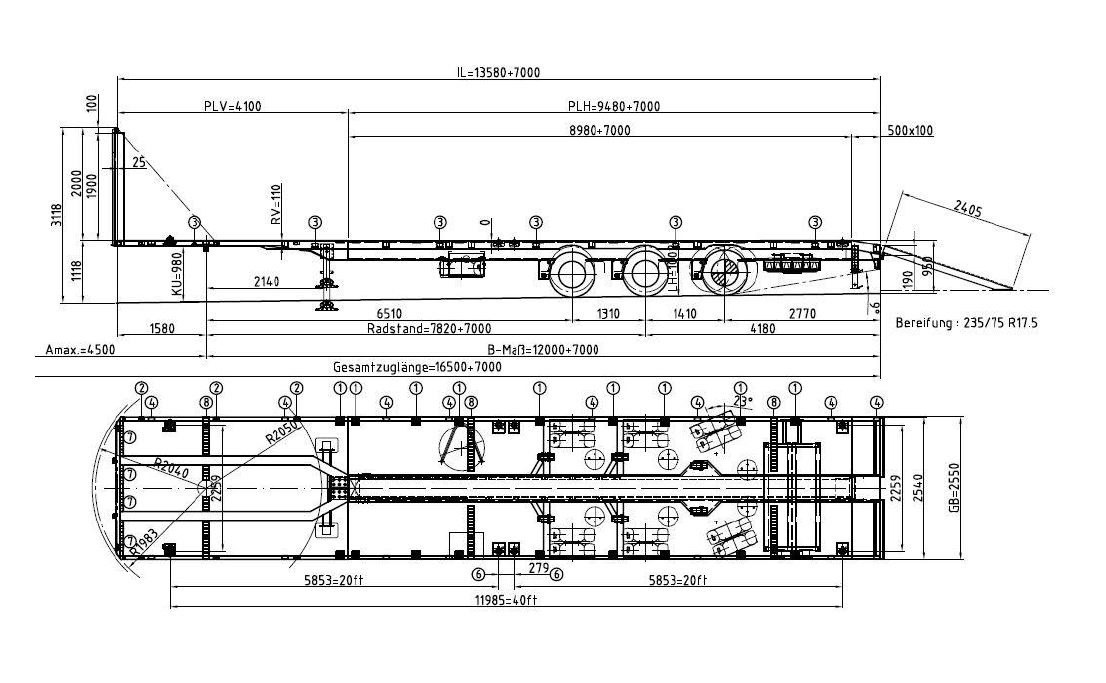 Meusburger 3-Achs-Mega-Tele-Plateau nachlaufgelenkt - Semi-trailer flatbed: gambar 2 Meusburger 3-Achs-Mega-Tele-Plateau nachlaufgelenkt - Semi-trailer flatbed: gambar 2