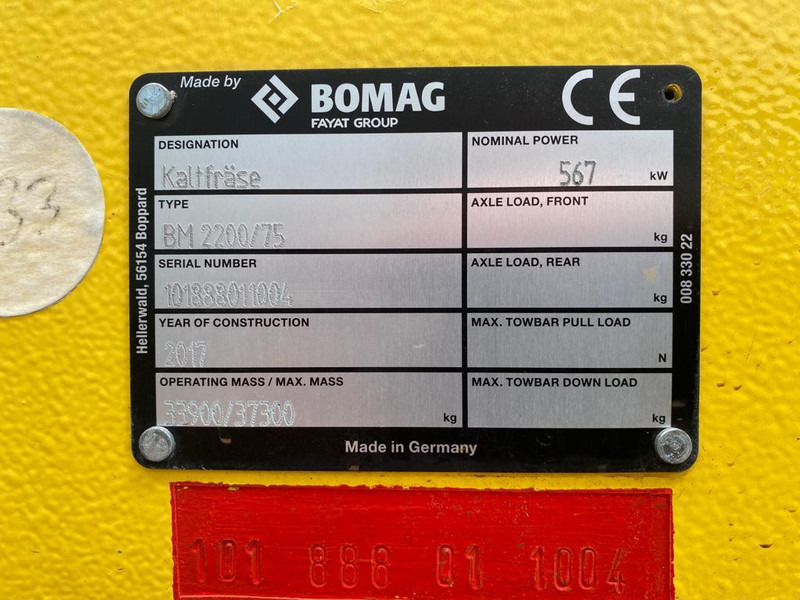 Bomag BM2200/75 Cold Planer - Mesin penggilingan jalan: gambar 4 Bomag BM2200/75 Cold Planer - Mesin penggilingan jalan: gambar 4