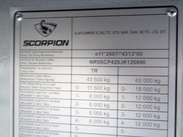 Semi-trailer jungkit baru scorpion P42 ONLY SELL EXPORT OUT THE EU: gambar 12 Semi-trailer jungkit baru scorpion P42 ONLY SELL EXPORT OUT THE EU: gambar 12