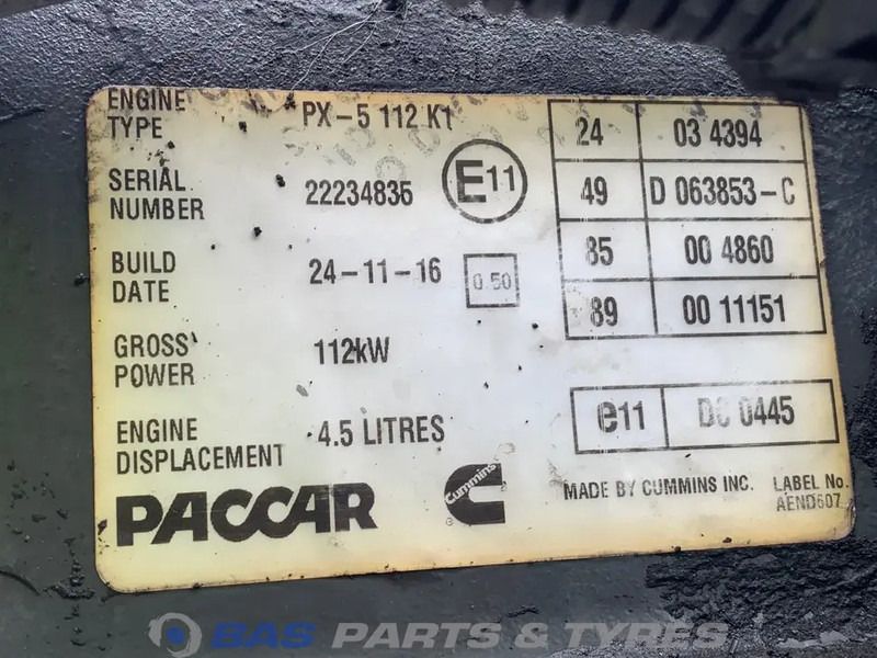 DAF LF Euro 6 Motor DAF PX5 157 K1 1714743 - Mesin untuk Truk: gambar 5 DAF LF Euro 6 Motor DAF PX5 157 K1 1714743 - Mesin untuk Truk: gambar 5