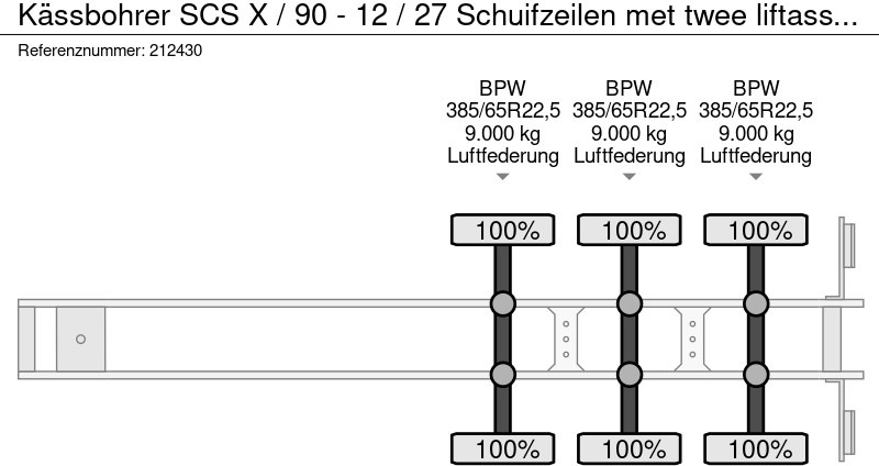 Semi-trailer dengan terpal samping baru Kässbohrer SCS X / 90 - 12 / 27 Schuifzeilen met twee liftassen en hefdak 500mm: gambar 17 Semi-trailer dengan terpal samping baru Kässbohrer SCS X / 90 - 12 / 27 Schuifzeilen met twee liftassen en hefdak 500mm: gambar 17