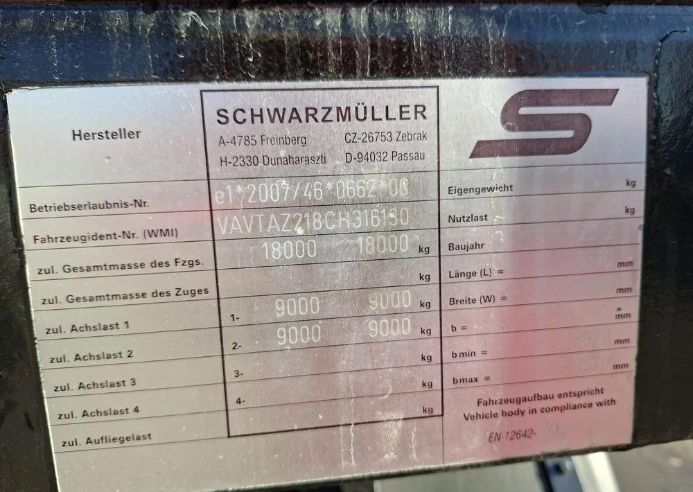 Schwarzmuller ciężarowa przyczepa 18 palet - Trailer dengan terpal samping: gambar 5 Schwarzmuller ciężarowa przyczepa 18 palet - Trailer dengan terpal samping: gambar 5