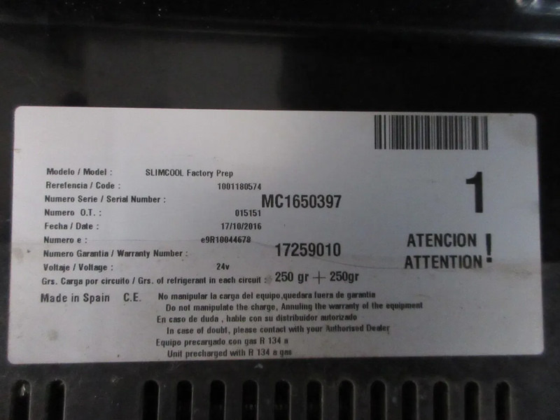 DAF 17259010 SLIMCOOL DAF DAKAIRCO XF 106 EURO 6 MODEL 2017 - Suku Cadang AC untuk Truk: gambar 5 DAF 17259010 SLIMCOOL DAF DAKAIRCO XF 106 EURO 6 MODEL 2017 - Suku Cadang AC untuk Truk: gambar 5
