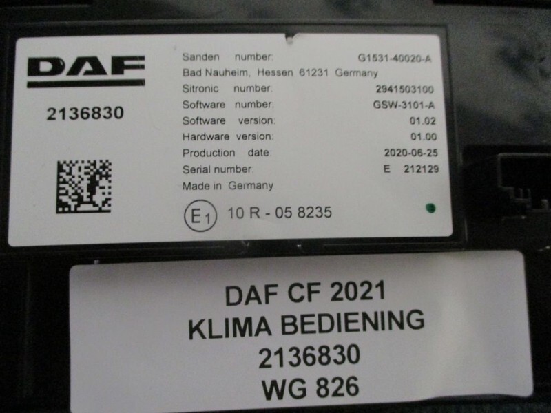 DAF CF410 2136830 KLIMA BEDIENING EURO 6 MODEL 2021 - Sistem listrik untuk Truk: gambar 2 DAF CF410 2136830 KLIMA BEDIENING EURO 6 MODEL 2021 - Sistem listrik untuk Truk: gambar 2