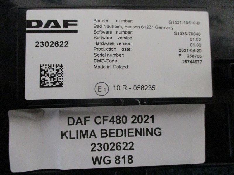 DAF CF480 2302622 KLIMA BEDIENING EURO 6 2021 - Sistem listrik untuk Truk: gambar 2 DAF CF480 2302622 KLIMA BEDIENING EURO 6 2021 - Sistem listrik untuk Truk: gambar 2