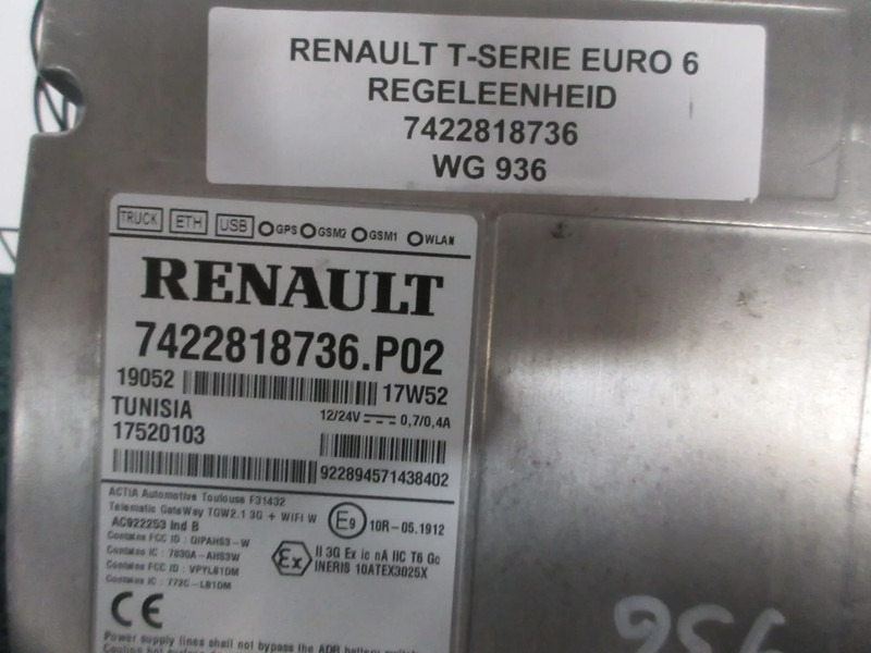 Renault 7422818736 REGELEENHEID GPS USB MODELEN RENAULT T 520 EURO 6 - Sistem listrik untuk Truk: gambar 2 Renault 7422818736 REGELEENHEID GPS USB MODELEN RENAULT T 520 EURO 6 - Sistem listrik untuk Truk: gambar 2