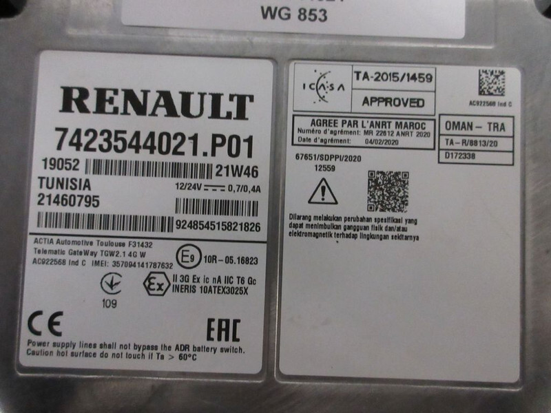 Renault 7423544021 TELEMATICA MODULE D210 EURO 6 - Sistem listrik untuk Truk: gambar 2 Renault 7423544021 TELEMATICA MODULE D210 EURO 6 - Sistem listrik untuk Truk: gambar 2