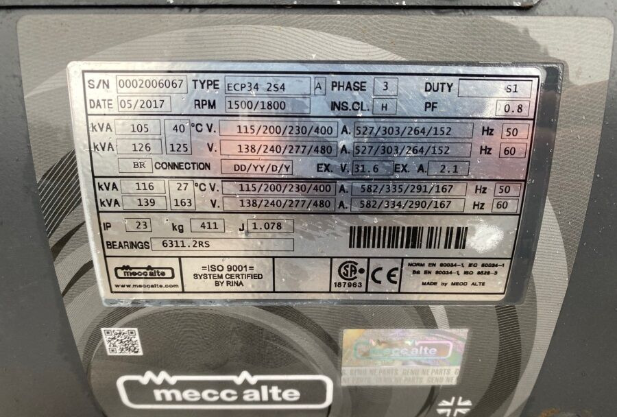 Diversen ECP34 2S4 - Iveco Engine,126kVA,New oils, filters, Mecc Alte ECP34 2S4 - Iveco Engine,126kVA,New oils, filters, Like New - Genset: gambar 4 Diversen ECP34 2S4 - Iveco Engine,126kVA,New oils, filters, Mecc Alte ECP34 2S4 - Iveco Engine,126kVA,New oils, filters, Like New - Genset: gambar 4