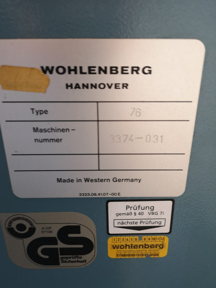 High-speed cutter Wohlenberg WP 76 SPM - Mesin potong kertas: gambar 2 High-speed cutter Wohlenberg WP 76 SPM - Mesin potong kertas: gambar 2