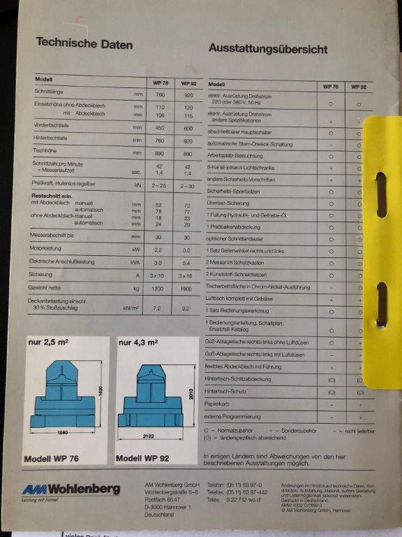 High-speed cutter Wohlenberg WP 92 SPM - Mesin potong kertas: gambar 5 High-speed cutter Wohlenberg WP 92 SPM - Mesin potong kertas: gambar 5