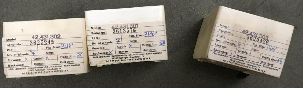 Leibinger numbering units Grade or cross-setting for Heidelberg GTO 46/52 or Speedmaster 52 - Suku cadang untuk Mesin percetakan: gambar 5 Leibinger numbering units Grade or cross-setting for Heidelberg GTO 46/52 or Speedmaster 52 - Suku cadang untuk Mesin percetakan: gambar 5
