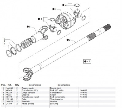 Kramer Kt407 Claas Scorpion 7035 Front Axle Drive Shaft Short Fork, Yoke 26.25, 45172, 46220 - As roda depan: gambar 1 Kramer Kt407 Claas Scorpion 7035 Front Axle Drive Shaft Short Fork, Yoke 26.25, 45172, 46220 - As roda depan: gambar 1