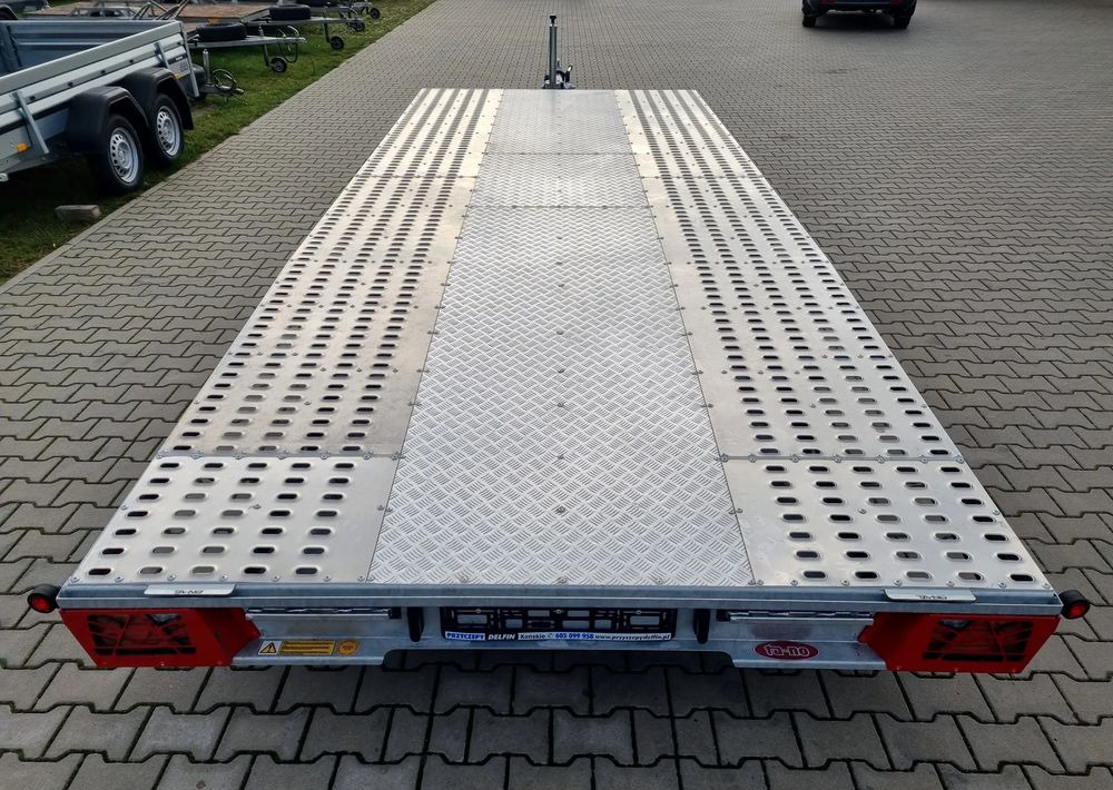 Trailer autotransporter baru TA-NO TA-NO Scorpio 55 PREMIUM laweta 3 osiowa 5.5m 3500kg DMC najazdy niski załadunek: gambar 8