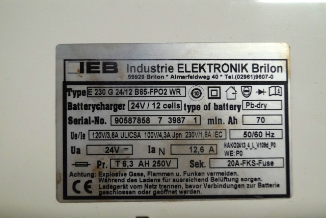 IEB 90587858 | IEB charger EFG 230 G 24/12 B65-FP02 WR 24V12,6A 220V 50/60Hz fro - Baterai untuk Peralatan untuk menangani material: gambar 2 IEB 90587858 | IEB charger EFG 230 G 24/12 B65-FP02 WR 24V12,6A 220V 50/60Hz fro - Baterai untuk Peralatan untuk menangani material: gambar 2