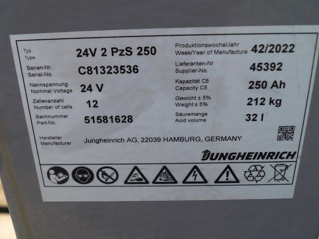 Jungheinrich unknown | Battery 24 2PZS250 year 2022 weight 212 kg sn. C81323536 - Baterai untuk Peralatan untuk menangani material: gambar 3 Jungheinrich unknown | Battery 24 2PZS250 year 2022 weight 212 kg sn. C81323536 - Baterai untuk Peralatan untuk menangani material: gambar 3