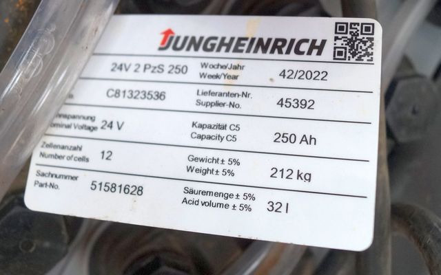 Jungheinrich unknown | Battery 24 2PZS250 year 2022 weight 212 kg sn. C81323536 - Baterai untuk Peralatan untuk menangani material: gambar 4 Jungheinrich unknown | Battery 24 2PZS250 year 2022 weight 212 kg sn. C81323536 - Baterai untuk Peralatan untuk menangani material: gambar 4