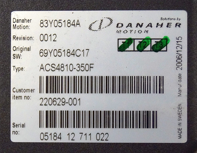 Toyota/BT 220629-001 | Danaher motion AC Superdrive motor controller 83Y05184A A - ECU untuk Peralatan untuk menangani material: gambar 2 Toyota/BT 220629-001 | Danaher motion AC Superdrive motor controller 83Y05184A A - ECU untuk Peralatan untuk menangani material: gambar 2