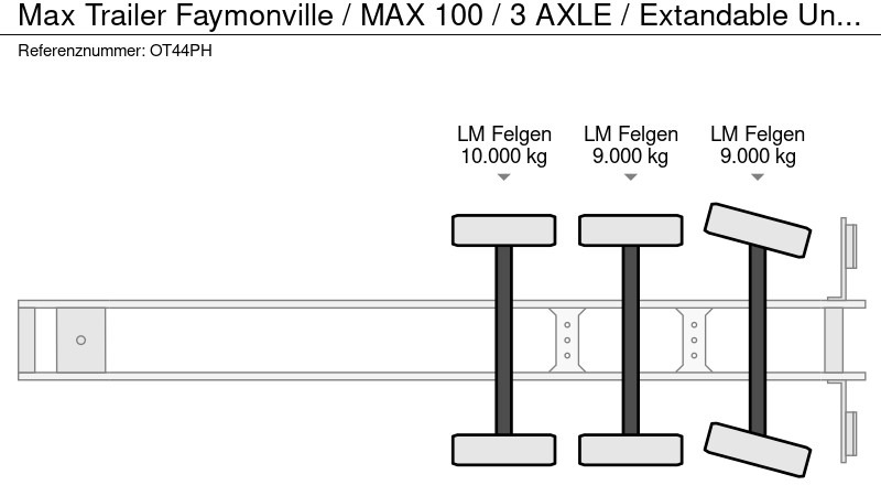 Semi-trailer low bed Max Trailer Faymonville / MAX 100 / 3 AXLE / Extandable Unused: gambar 14