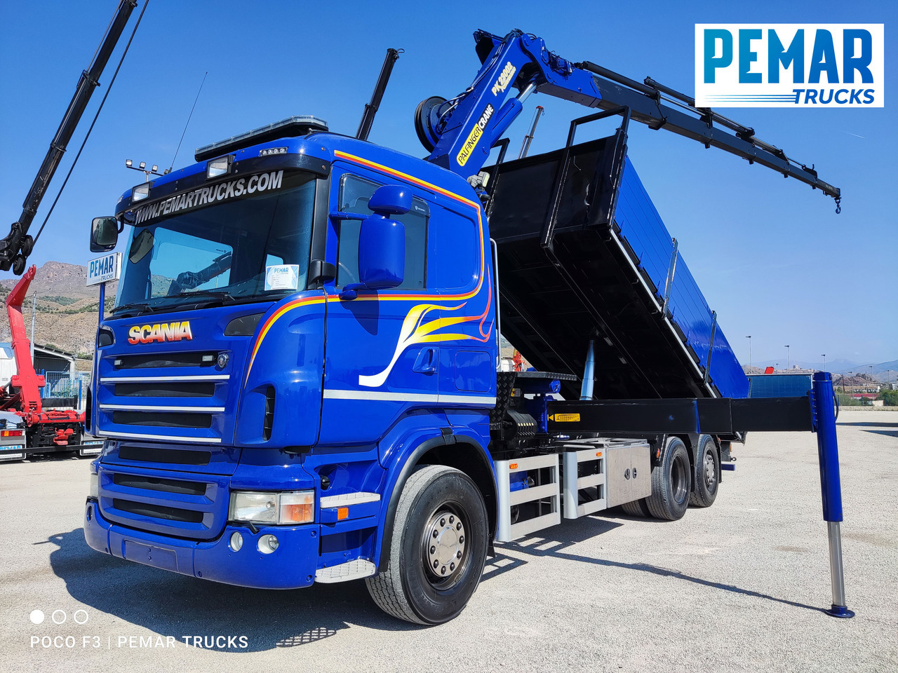 SCANIA R 420 6X2 GRUA PALFINGER PK 23002 BASCULANTE - Truk jungkit, Truk derek: gambar 1 SCANIA R 420 6X2 GRUA PALFINGER PK 23002 BASCULANTE - Truk jungkit, Truk derek: gambar 1