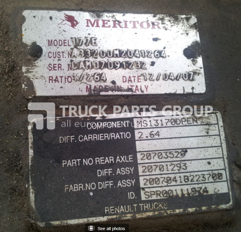 Gigi diferensial untuk Truk RENAULT MERITOR. 177E, ratio 3.08, 2.85, 2.64 differential: gambar 6