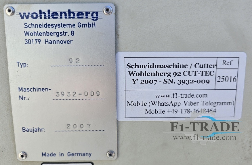 Mesin potong kertas Wohlenberg 92 CUT-TEC: gambar 6