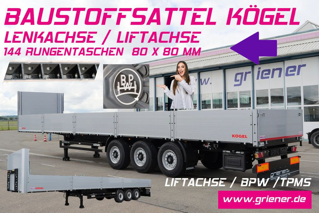 Kögel SN24/ BW 800 mm/144 x rungent. BPW/ LENKACHSE - Semi-trailer flatbed: gambar 1 Kögel SN24/ BW 800 mm/144 x rungent. BPW/ LENKACHSE - Semi-trailer flatbed: gambar 1