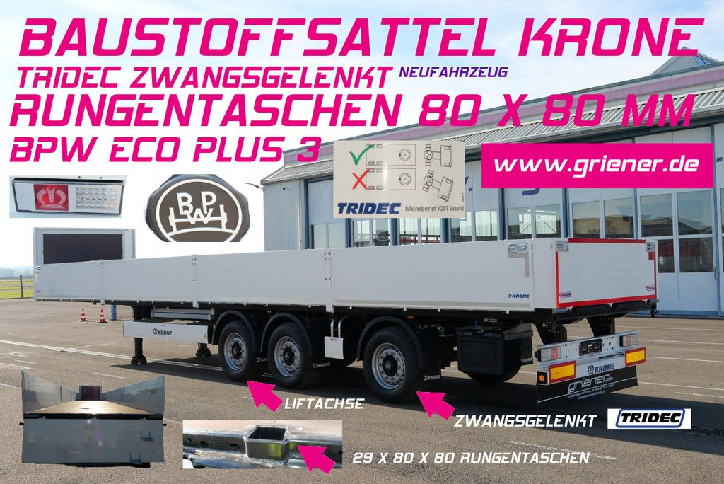 Krone SDP 27/BAUSTOFF/TRIDEC/BPW/RUNGENTASCHEN LIFT - Semi-trailer flatbed: gambar 1 Krone SDP 27/BAUSTOFF/TRIDEC/BPW/RUNGENTASCHEN LIFT - Semi-trailer flatbed: gambar 1