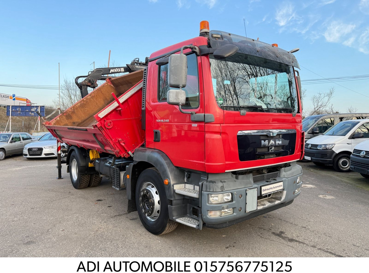 MAN TGM 18.340 Kipper mit Kran - Truk jungkit, Truk derek: gambar 1 MAN TGM 18.340 Kipper mit Kran - Truk jungkit, Truk derek: gambar 1