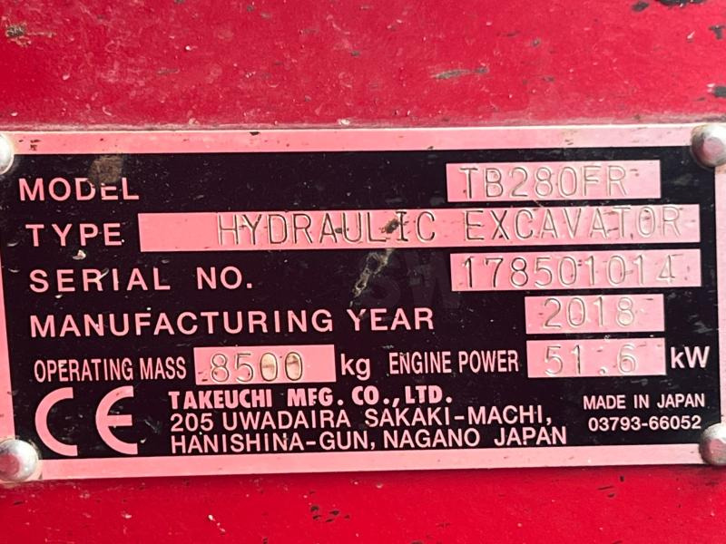 Ekskavator perayap Takeuchi TB280FR pelle à chenille 8T: gambar 16 Ekskavator perayap Takeuchi TB280FR pelle à chenille 8T: gambar 16