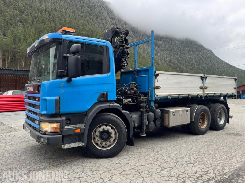 1997 Scania P124 400 kranbil med 3-veis tipp og klype - Truk derek: gambar 1 1997 Scania P124 400 kranbil med 3-veis tipp og klype - Truk derek: gambar 1