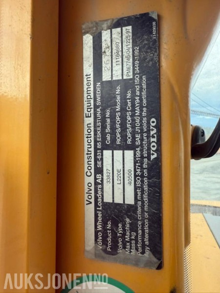 2005 Volvo L220E HJULLASTER - 15364 Timer - Wheel loader: gambar 5 2005 Volvo L220E HJULLASTER - 15364 Timer - Wheel loader: gambar 5