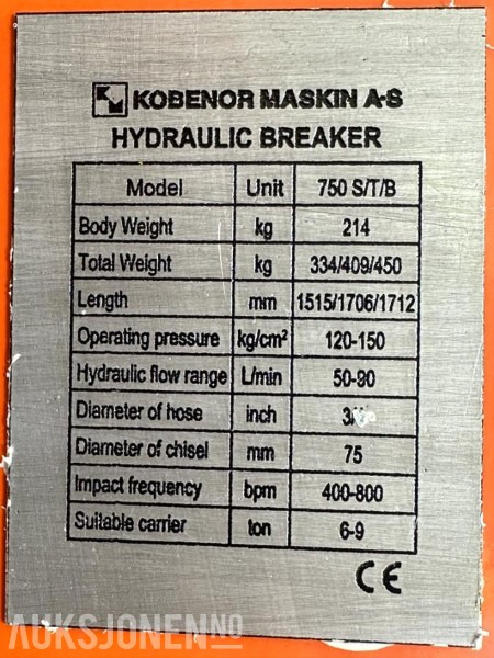 NY KM 750 Pigghammer s40/s50 CE merket FABRIKKGARANTI - Palu hidrolik: gambar 3 NY KM 750 Pigghammer s40/s50 CE merket FABRIKKGARANTI - Palu hidrolik: gambar 3