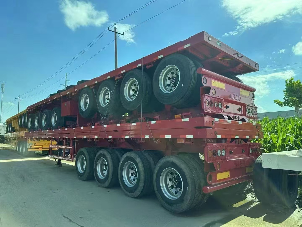 Semi-trailer low bed baru ZHICHENG Semi Flat Bed Low Bed in New or Used with 3 Axles 4 Axles: gambar 26