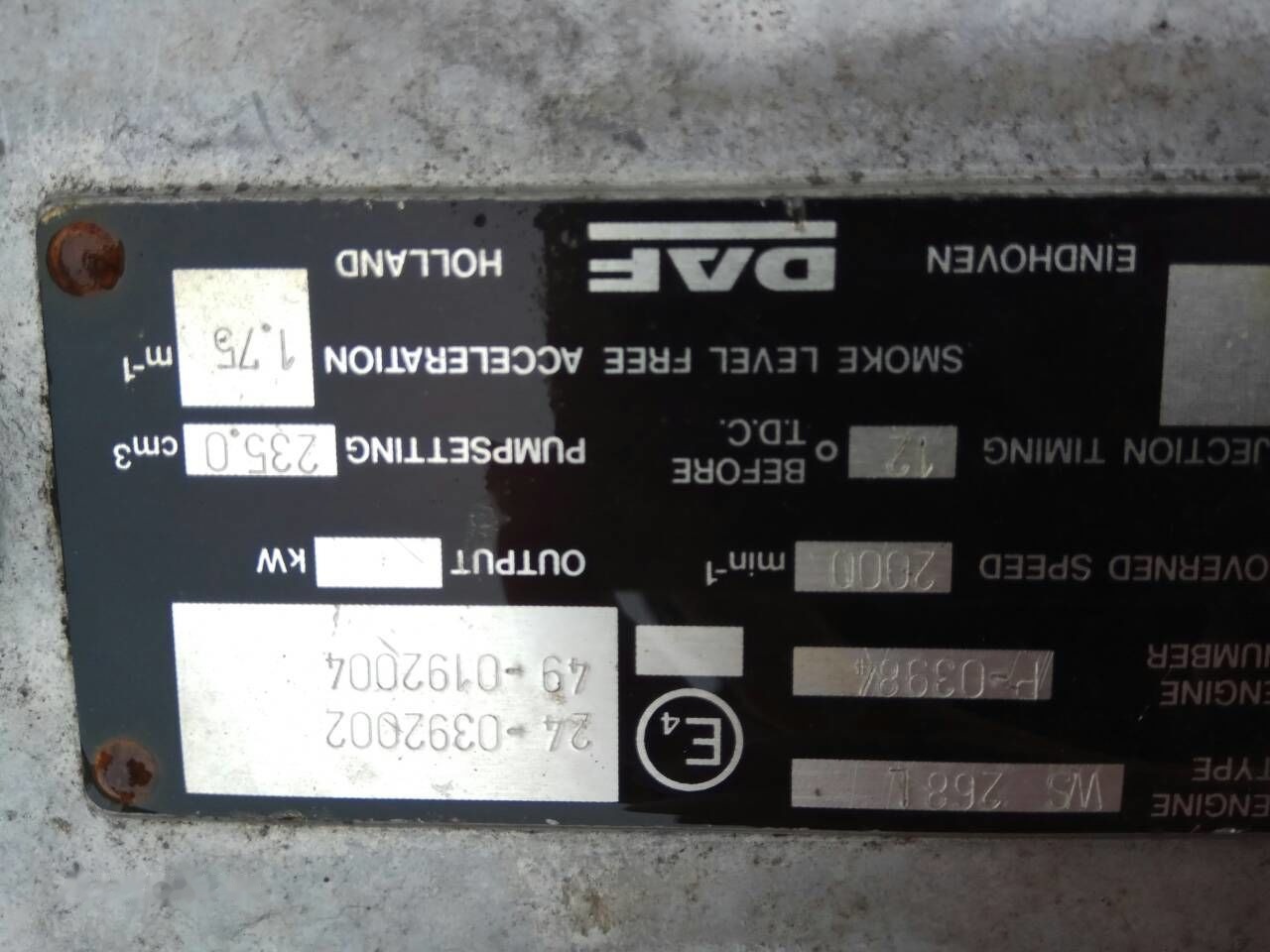 DAF ATI WS268 DAF ATI DAF 85 95 - Mesin untuk Truk: gambar 3 DAF ATI WS268 DAF ATI DAF 85 95 - Mesin untuk Truk: gambar 3