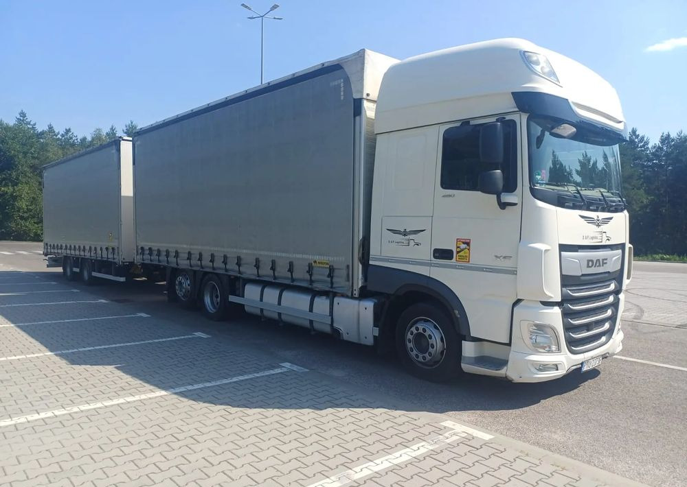 DAF XF 480 SUPER SPACE CAB / ZESTAW TANDEM PRZEJAZDOWY 120 M3 / SSC / ACC /EURO 6 - Truk dengan terpal samping: gambar 1 DAF XF 480 SUPER SPACE CAB / ZESTAW TANDEM PRZEJAZDOWY 120 M3 / SSC / ACC /EURO 6 - Truk dengan terpal samping: gambar 1