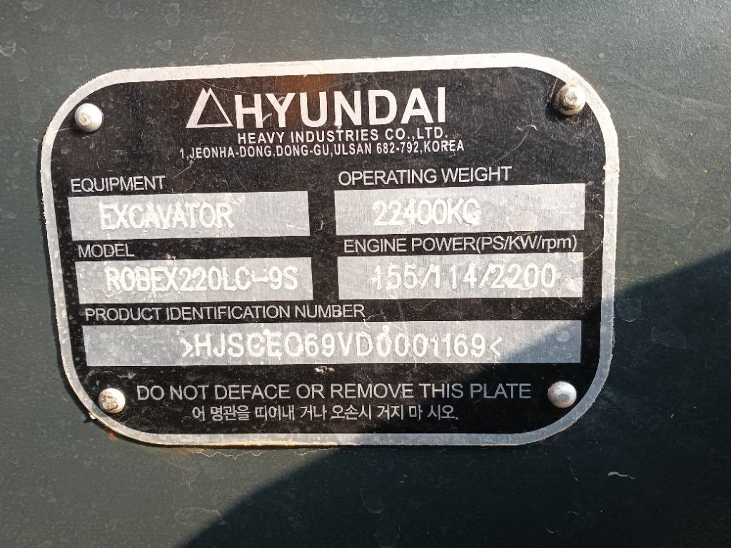 Hyundai 220-9S - Ekskavator perayap: gambar 3 Hyundai 220-9S - Ekskavator perayap: gambar 3