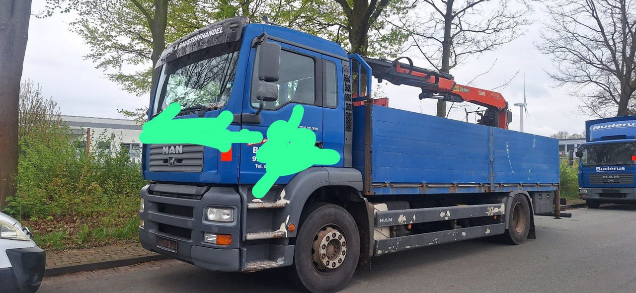 MAN 18.310 Pritsche mit Kran - Truk flatbed: gambar 1 MAN 18.310 Pritsche mit Kran - Truk flatbed: gambar 1
