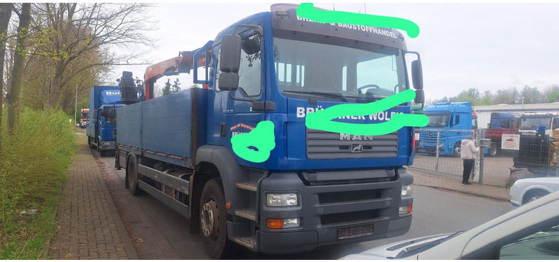 MAN 18.310 Pritsche mit Kran - Truk flatbed, Truk derek: gambar 2 MAN 18.310 Pritsche mit Kran - Truk flatbed, Truk derek: gambar 2