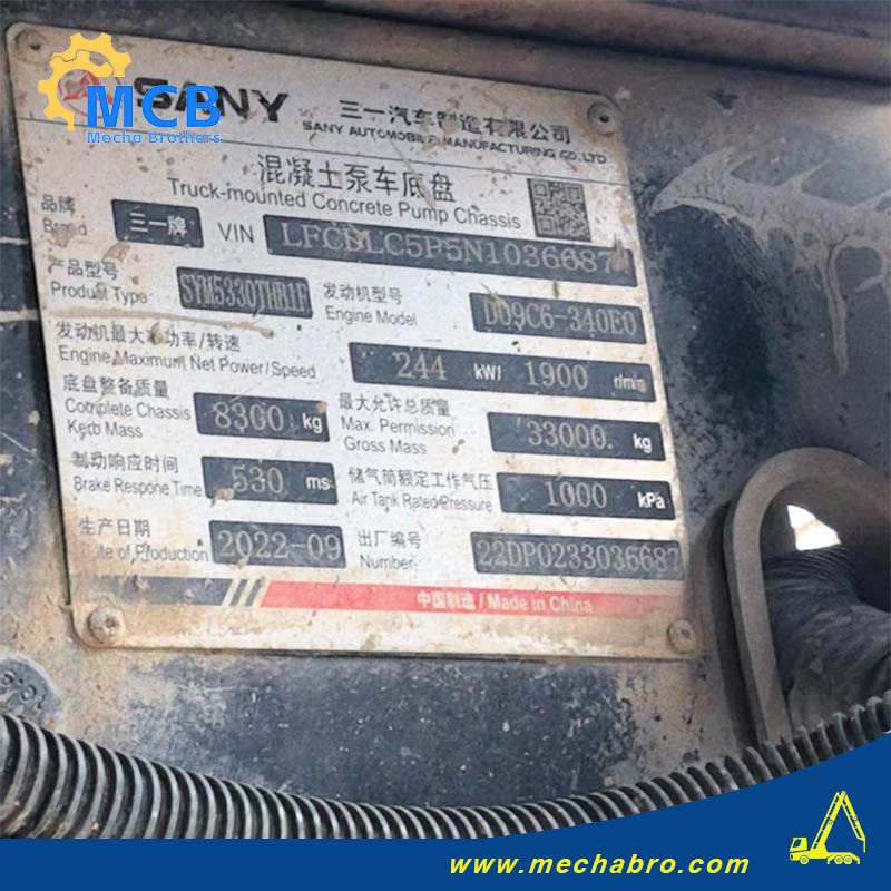 SANY SYM5330THRIF - Truk pompa beton: gambar 3 SANY SYM5330THRIF - Truk pompa beton: gambar 3