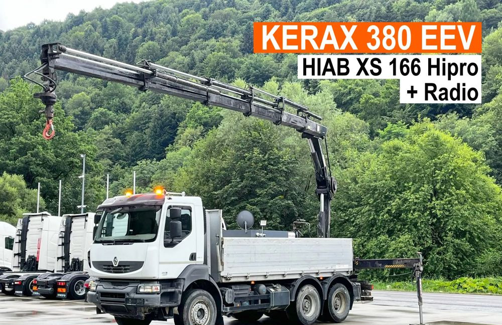 Renault Kerax 380 EEV // Skrzynia Burtowa // HIAB XS166 Hipro + Radio // Zwolnice //  // - Truk flatbed, Truk derek: gambar 1 Renault Kerax 380 EEV // Skrzynia Burtowa // HIAB XS166 Hipro + Radio // Zwolnice //  // - Truk flatbed, Truk derek: gambar 1