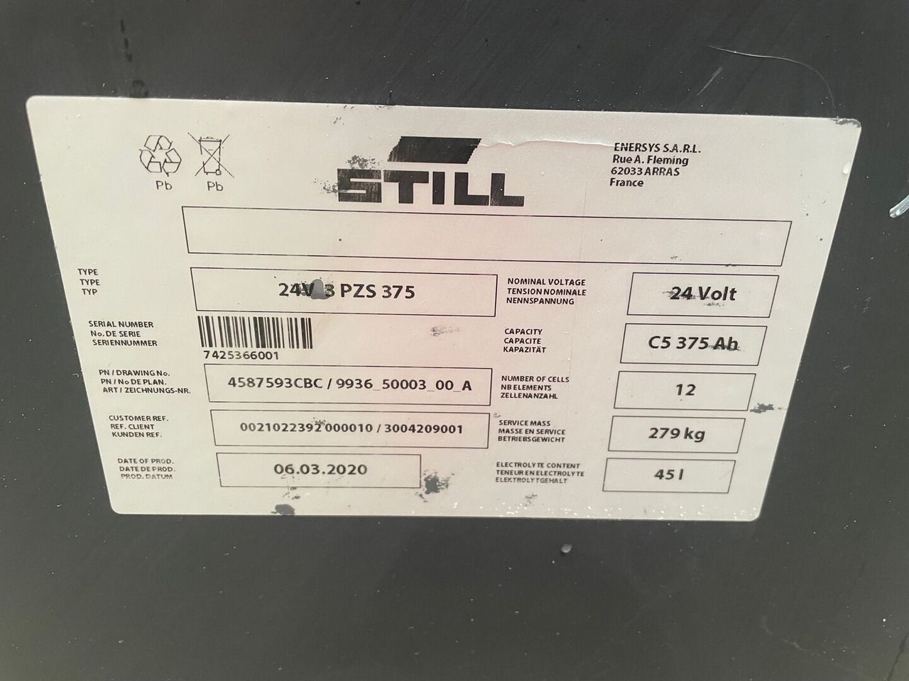 Hawker 24 Volt I 3 PZS 375 - Baterai untuk Peralatan untuk menangani material: gambar 2 Hawker 24 Volt I 3 PZS 375 - Baterai untuk Peralatan untuk menangani material: gambar 2