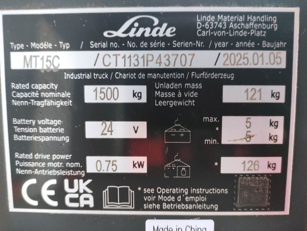 Linde MT15C - Truk pallet: gambar 5 Linde MT15C - Truk pallet: gambar 5