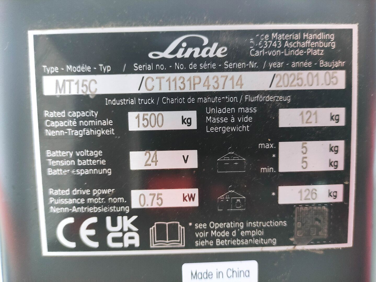 Linde MT15C - Truk pallet: gambar 5 Linde MT15C - Truk pallet: gambar 5