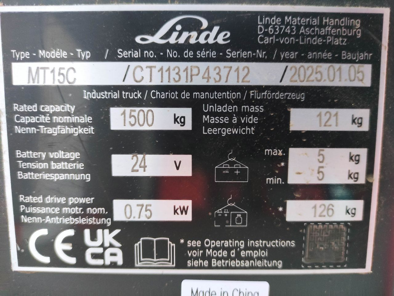 Linde MT15C - Truk pallet: gambar 5 Linde MT15C - Truk pallet: gambar 5