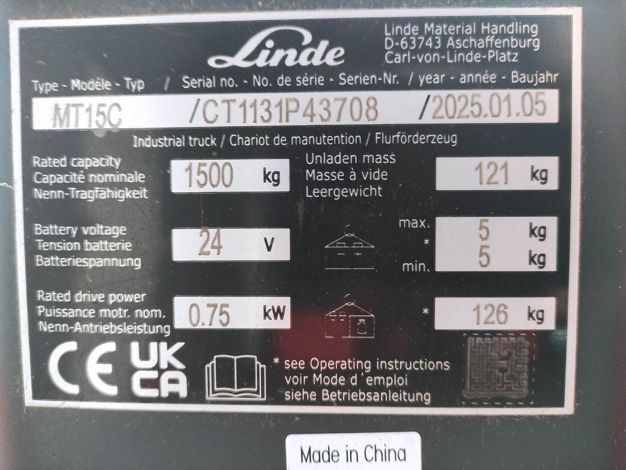 Linde MT15C - Truk pallet: gambar 5 Linde MT15C - Truk pallet: gambar 5